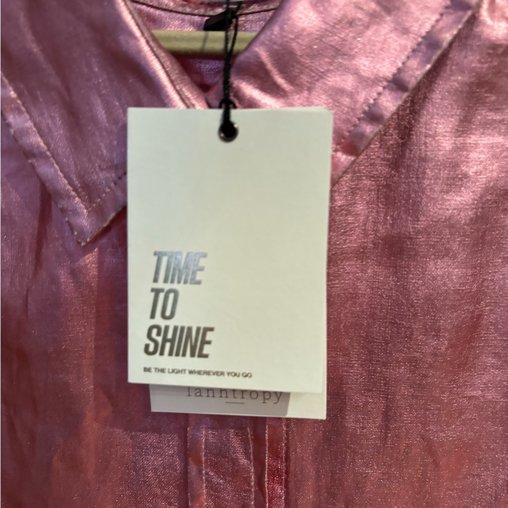 NWT Lanhtropy pink metallic linen blouse XS - Picture 14 of 16